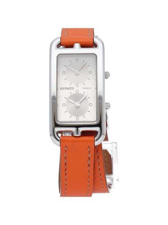Hermes Capecod Duzon Double Tour Watch SS Leather Silver Polished main image 5